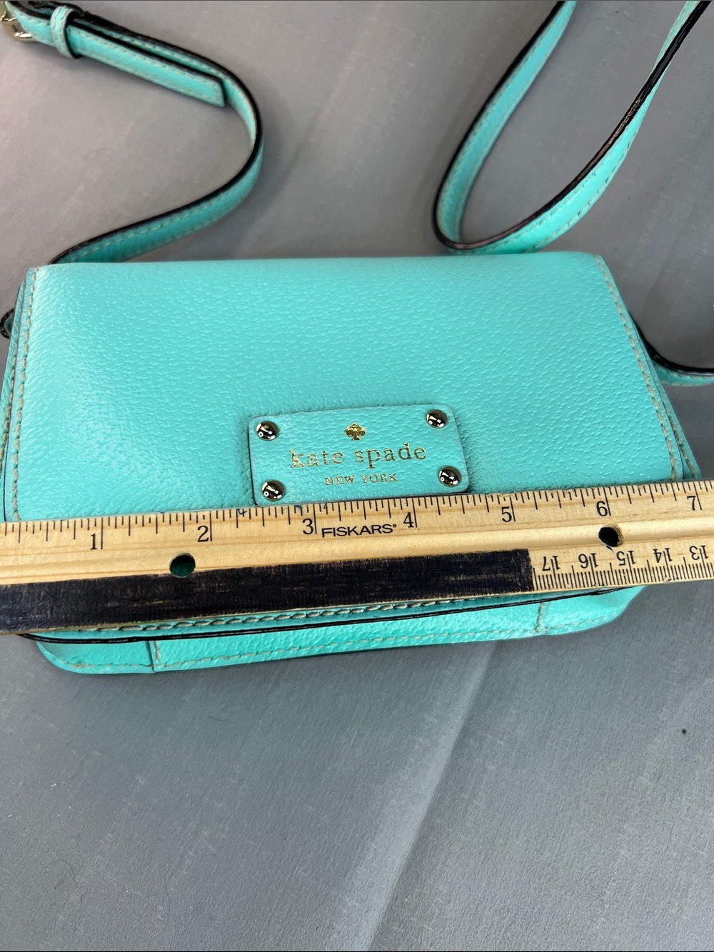 Kate Spade, teal structured Crossbody with adjustable strap - Picture 12 of 14